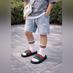 Gucci Black and Red-Green Logo Slides